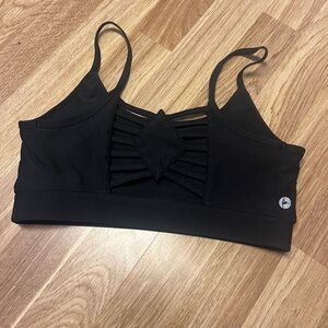 90 Degree By Reflex Black Sports Bra with Front Detail